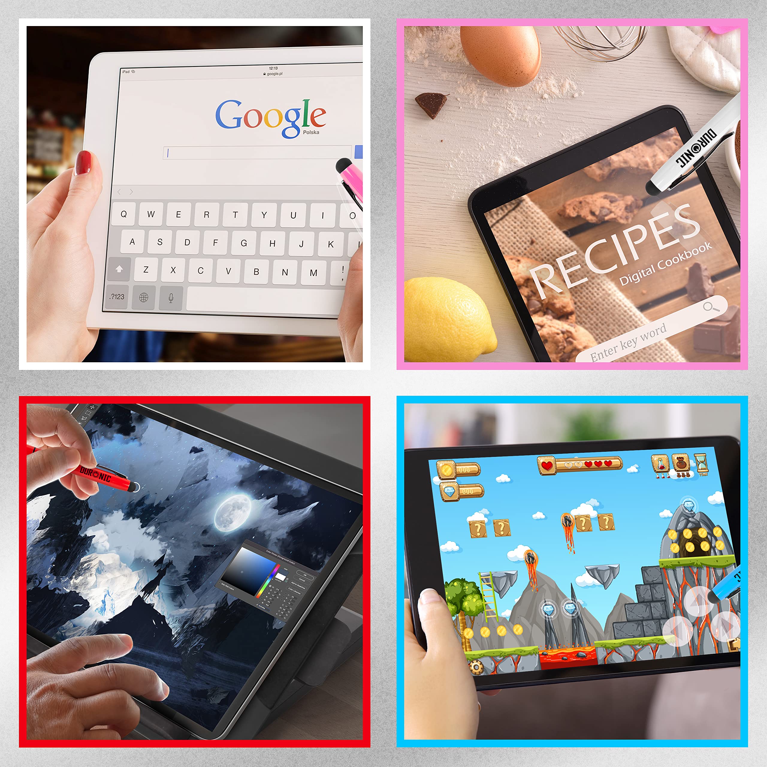 Zoomgoods Stylus Pens IS10M [Multi Colour] [pack of 10] Refillable Ballpoint Pen & Rubber Stylus 2-in-1, Capacitive Stylus Pens for Touch Screen Devices for iPad, Tablet, Surface, Laptops, Kindle