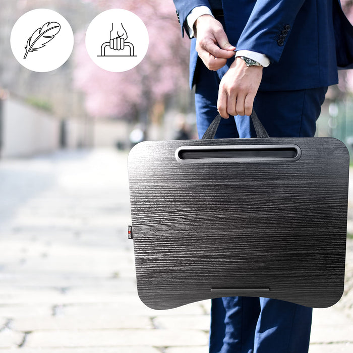 Zoomgoods Laptop Tray with Cushion DML432 Ergonomic Lap Desk Cushioned Lap Trays with Handles Portable Laptop Desk Riser Stand for Home Office Work Bed Gaming