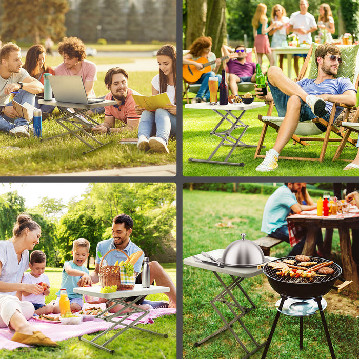 Zoomgoods Folding Table CT13, Height Adjustable Scissor Table, Garden Trestle Table, Portable Occasional Table for BBQ, Picnic, Party, Crafting, TV Dinner, Camping, Laptop Work Desk