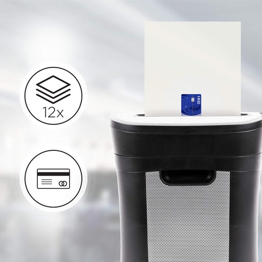 Zoomgoods Cross Cut Paper Shredder PS571, Shred 12 Sheet Heavy Duty Small Electric Shredders, Data Shredding Machine for Home Use, Office, Shreds Papers, Credit Cards, Envelopes, Documents - Black, P4