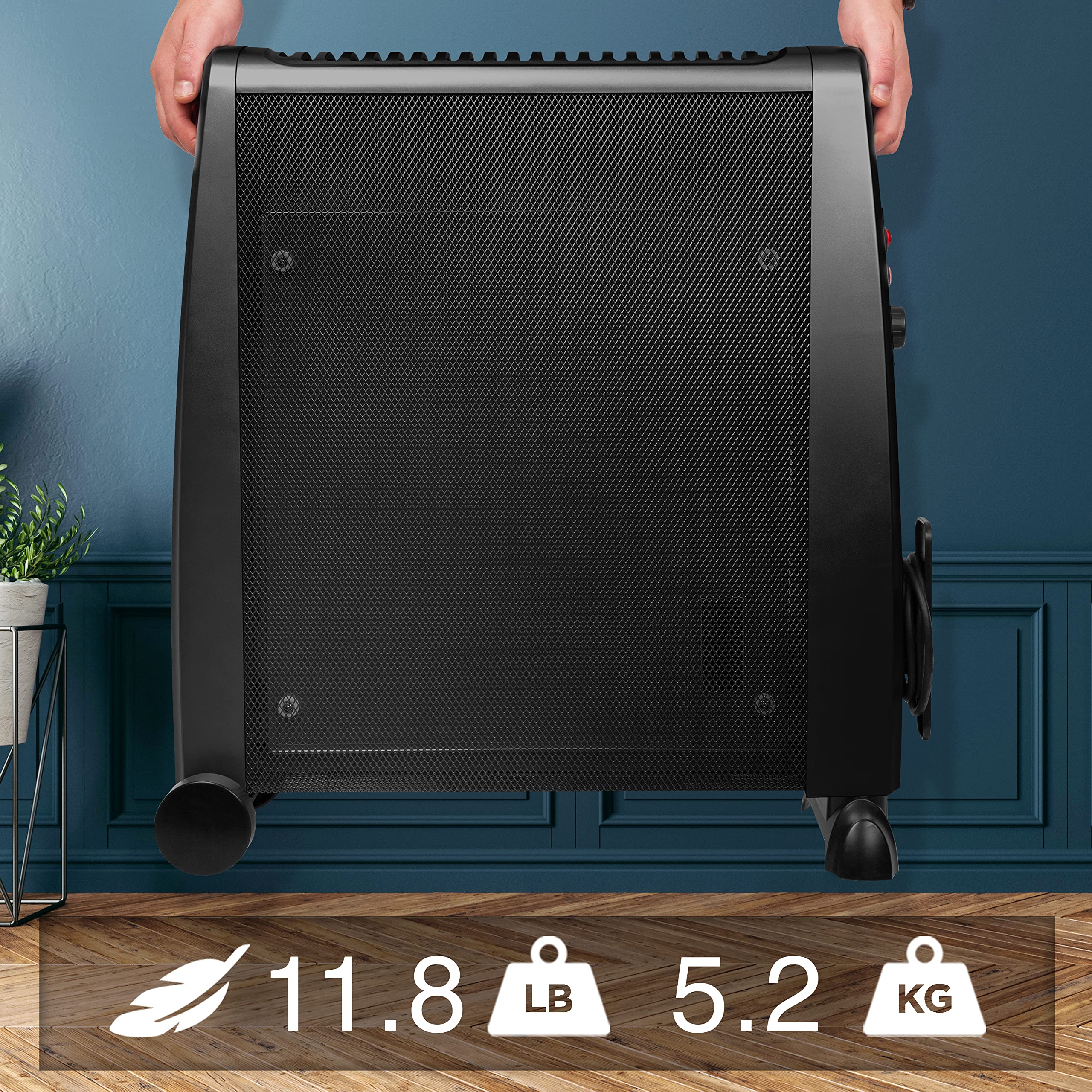 Zoomgoods Electric Heaters HV101 Oil Free Convection Heater 2500W Micathermic Panel Heater Portable Mica Heater Electrical Heaters for Heating Up Homes, Bedrooms, Offices & Garage Spaces