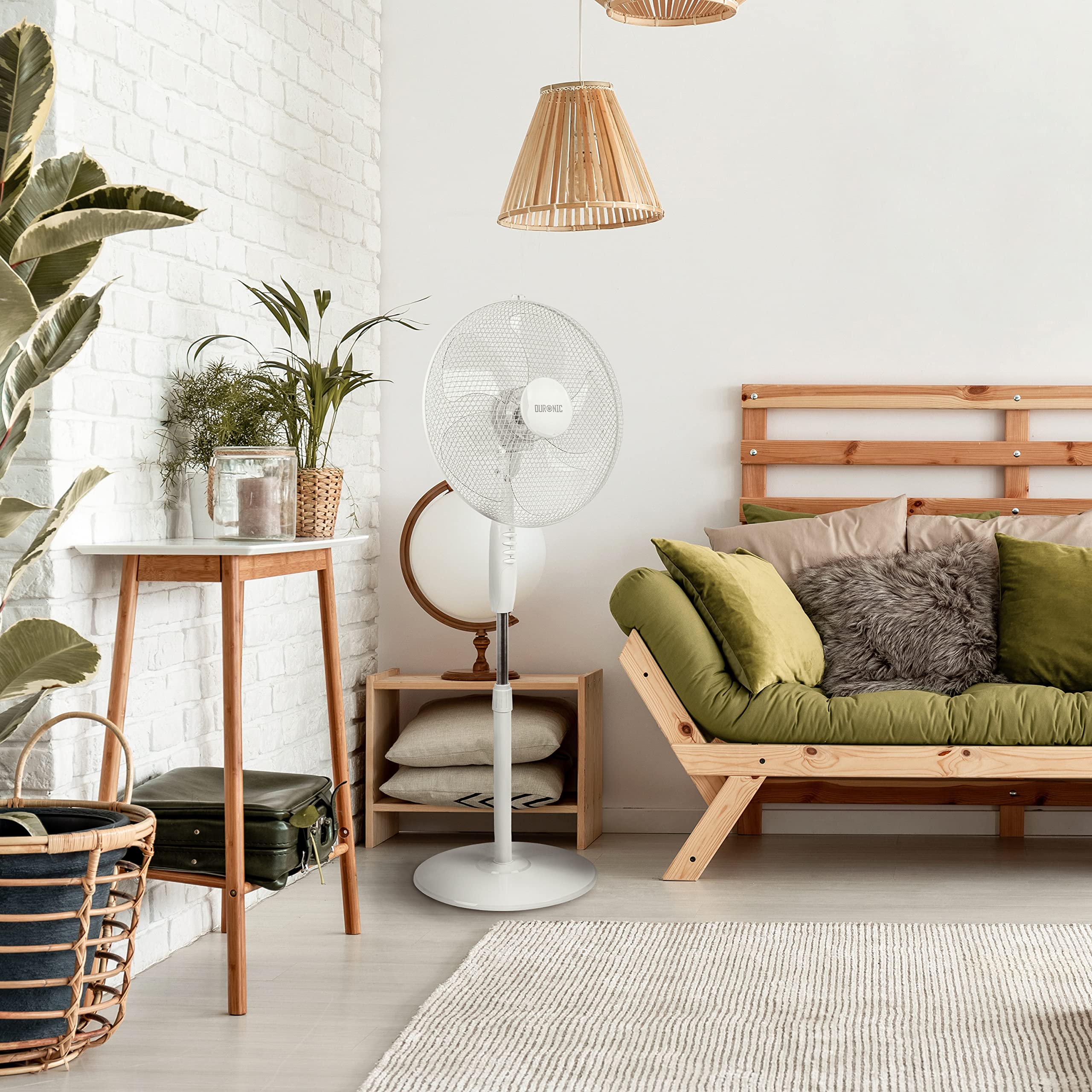 Zoomgoods Pedestal Fan FN30, Stand Up Fan, Floor Standing Cooling 16 Inch Fan, 5 Blade Oscillating Air Cooler for Summer, 3 Speeds, Adjustable Tilt