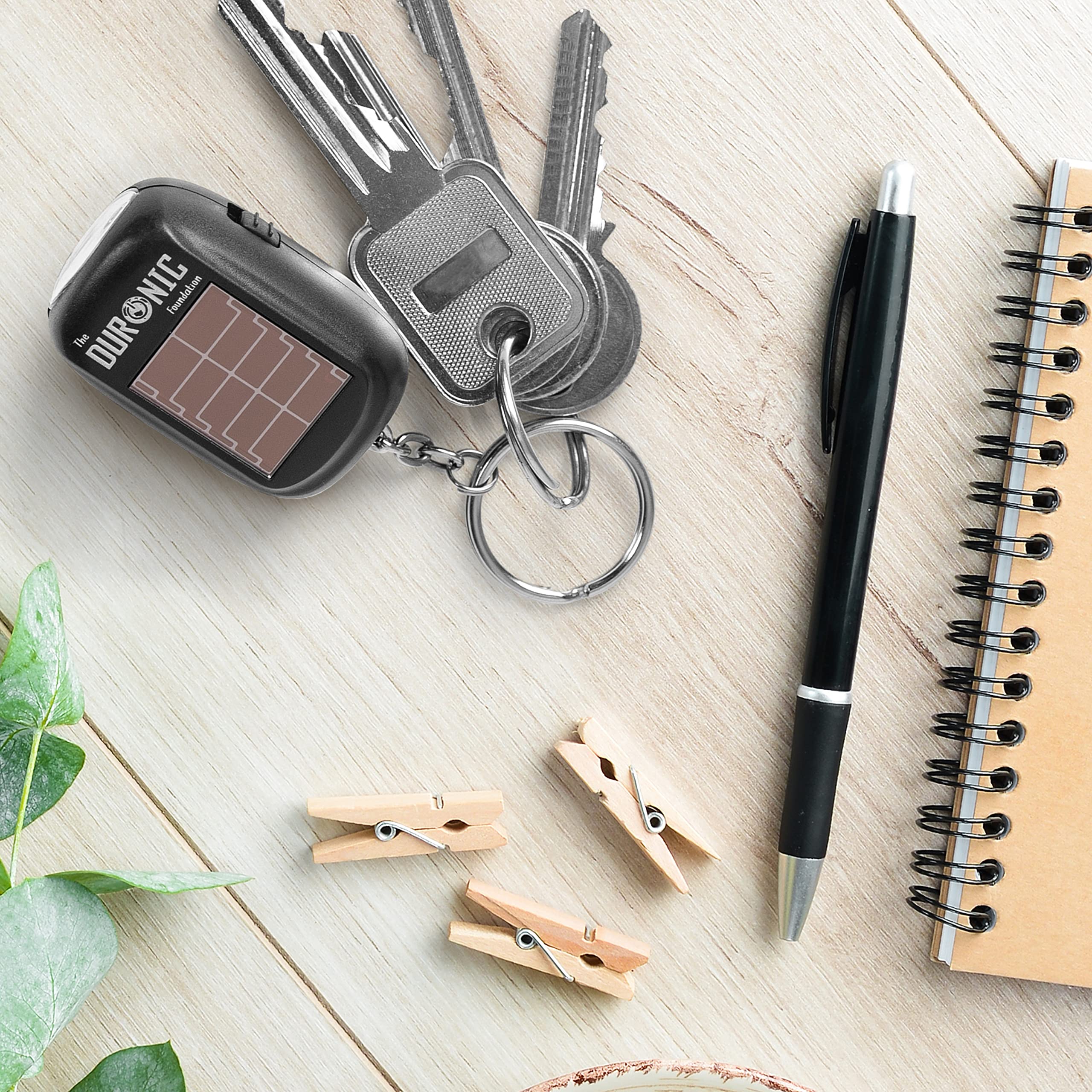 Zoomgoods Keyring LED Torch DF01, Pocket Flashlight, 2-Way Charging - Wind Up and Solar Panel, Eco, Crank Handle Rechargeable, 8 Lumens, Dynamo Keychain Light, No Batteries Needed