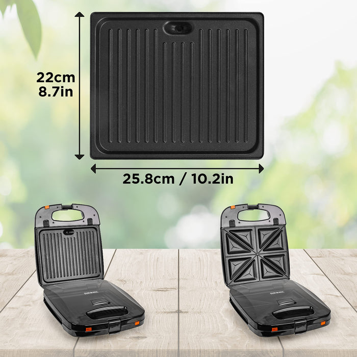 Zoomgoods Spare Plates SM60SP, Interchangeable Plates for WM60 Waffle Maker / SWM60 Snack Maker / TWM60 Toastie Maker. Pack includes 2x grill plates and 2x Toastie Plates