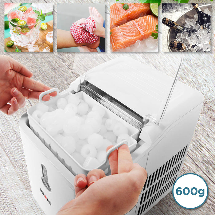 Zoomgoods Ice Maker ICM120, Fast Clear Ice Maker Machine with 7-Min Cycle, Portable Automatic Ice Cube Maker with Ice Scoop & Basket for Home, Office, Bar, BBQ Party, RV 12KG in 24H Self-Cleaning - White