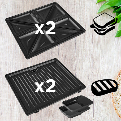 Zoomgoods Spare Plates SM60SP, Interchangeable Plates for WM60 Waffle Maker / SWM60 Snack Maker / TWM60 Toastie Maker. Pack includes 2x grill plates and 2x Toastie Plates