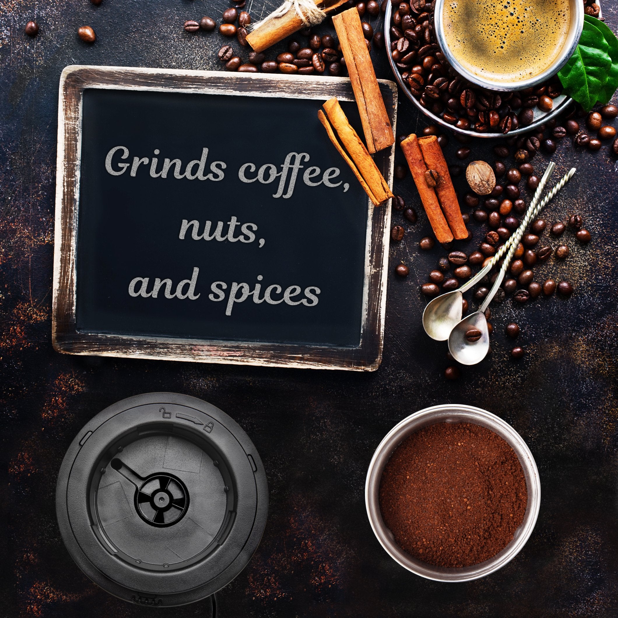 Zoomgoods Electric Coffee Grinder CG250, Spice Grinder Machine, Stainless Steel Blades Grinders, Fast Dry Mini Removable Grinding Mill Pot for Coffee Beans, Nuts, Seeds, Spices, Flax, Black