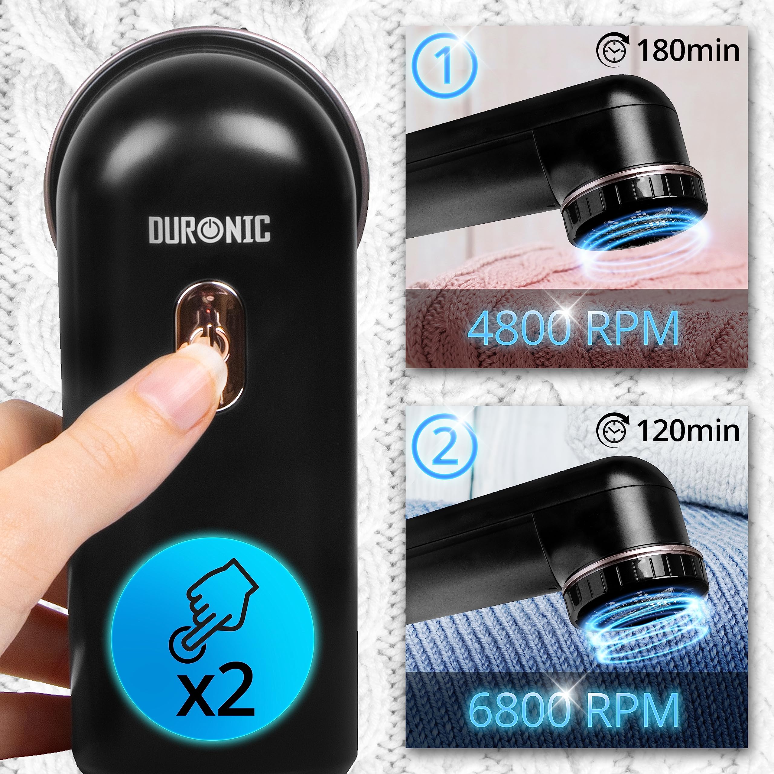 Zoomgoods Bobble Remover FS22 BK Fabric Shaver Defuzzer Clothing Lint Removers, Depiller, Small Fuzz Pill Debobbler for Couch Clothes Sweaters - Black / Rose Gold