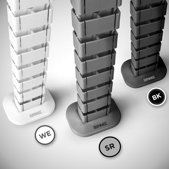 Zoomgoods Cable Management Spine CM1DM SR, Cable Snake for Standing Desk, Wire Tidy for Height-Adjustable Computer Workstations, Four-Channel Organiser for Office Tables, Holds 16+ Leads, 130cm - Silver