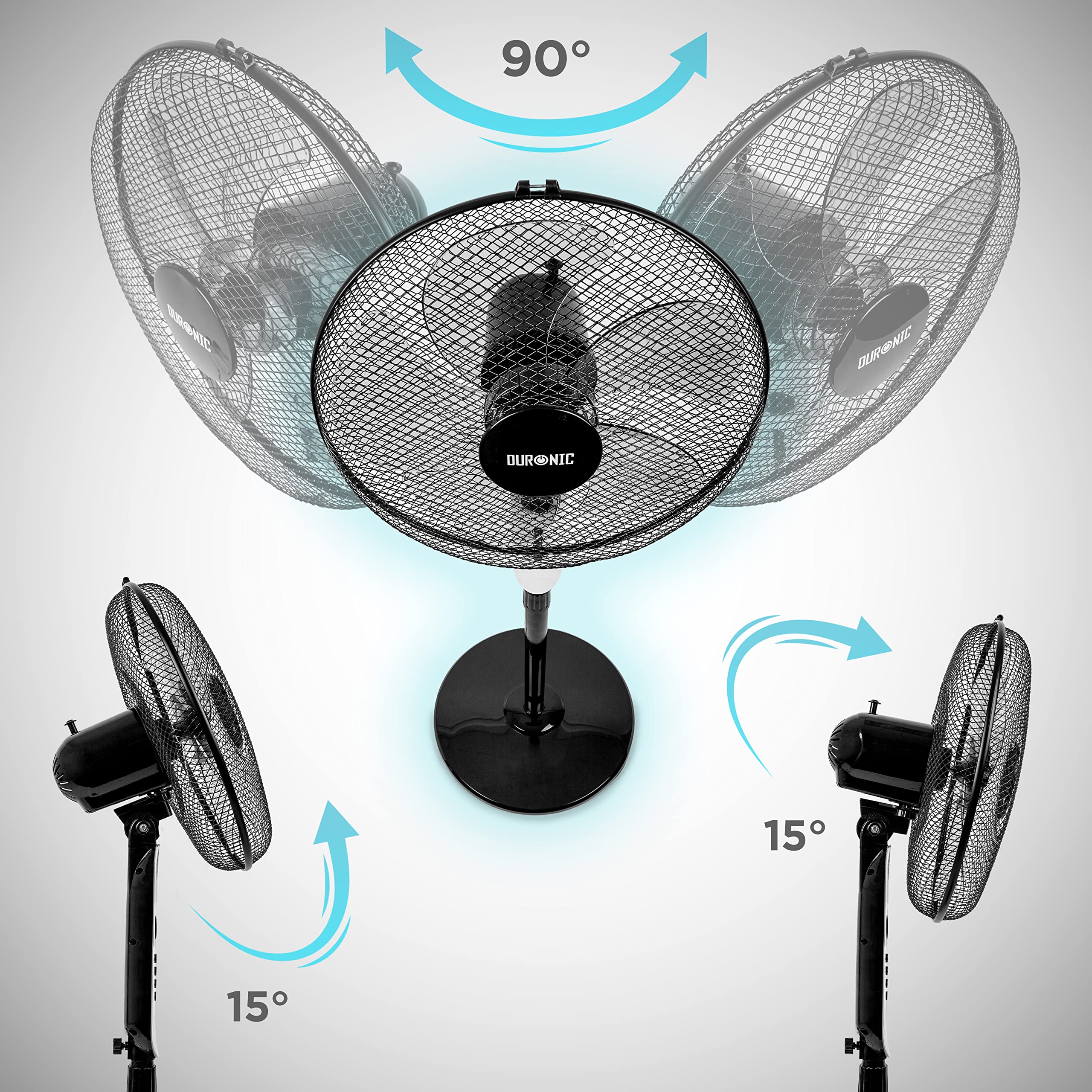 Zoomgoods Pedestal Fan FN65, Stand Up Remote Control Fan, Floor Standing Cooling 16 Inch Fan, 5 Blade Oscillating Air Cooler for Summer, 3 Speed, Timer