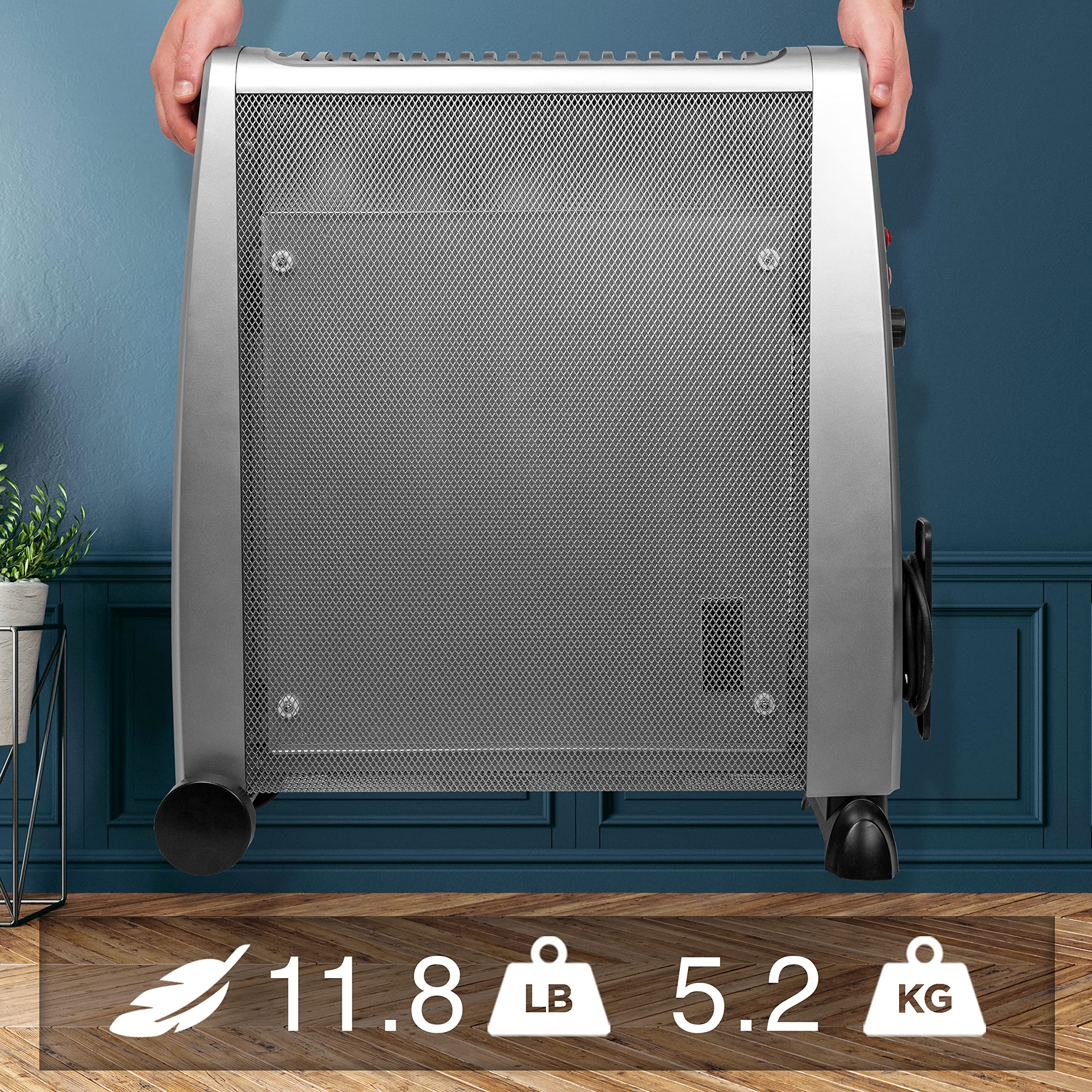 Zoomgoods Electric Heaters HV101 SR Oil Free Convection Heater 2500W Micathermic Panel Heater Portable Mica Heater Electrical Heaters for Heating Up Homes, Bedrooms, Offices & Garage Spaces