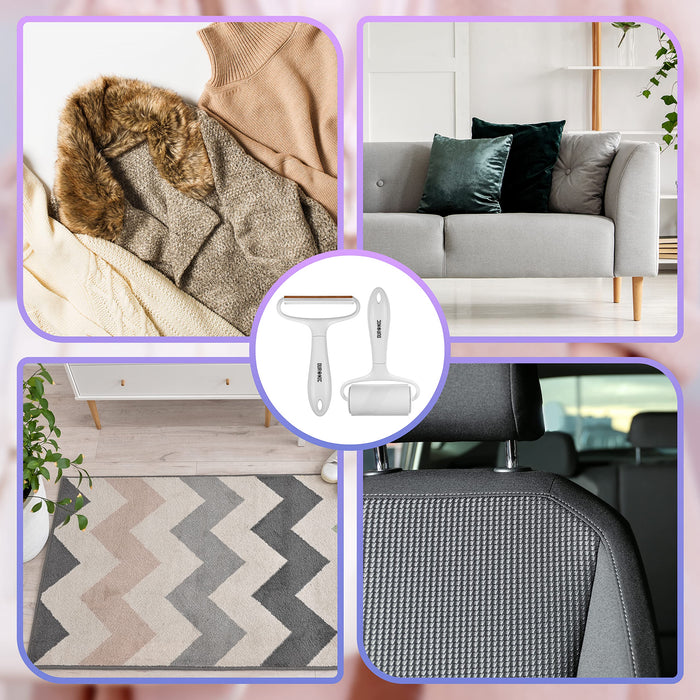 Zoomgoods Lint Shaver and Lint Roller Set CFS4, Portable Lint Remover for Fabric and Clothing, Manual Fabric Shaver, Pet Hair Remover, for Carpet and Upholstery