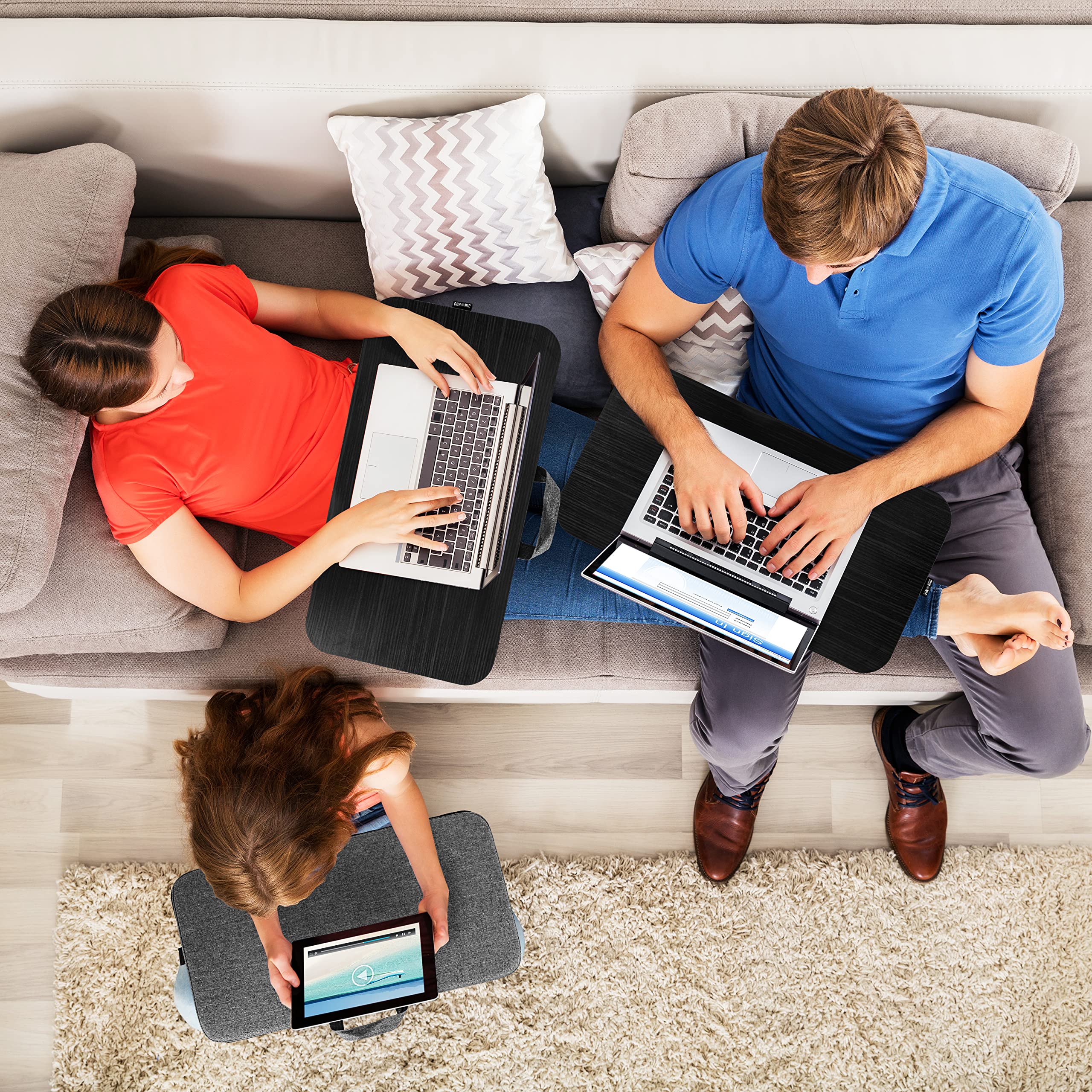 Zoomgoods Laptop Tray with Cushion DML412 Ergonomic Lap Desk Cushioned Lap Trays with Handles Portable Laptop Desk Riser Stand for Home Office Work Bed Gaming