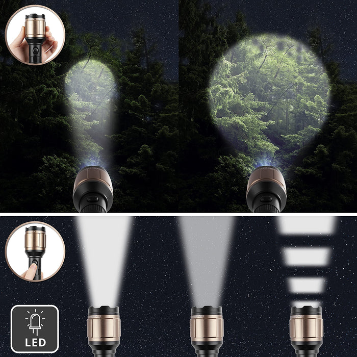 Zoomgoods Rechargeable Torch Flashlight RFL903C, Hand Held LED Portable Light, Lightweight Super Bright Torch Light for Night, Hiking, Camping, Caving