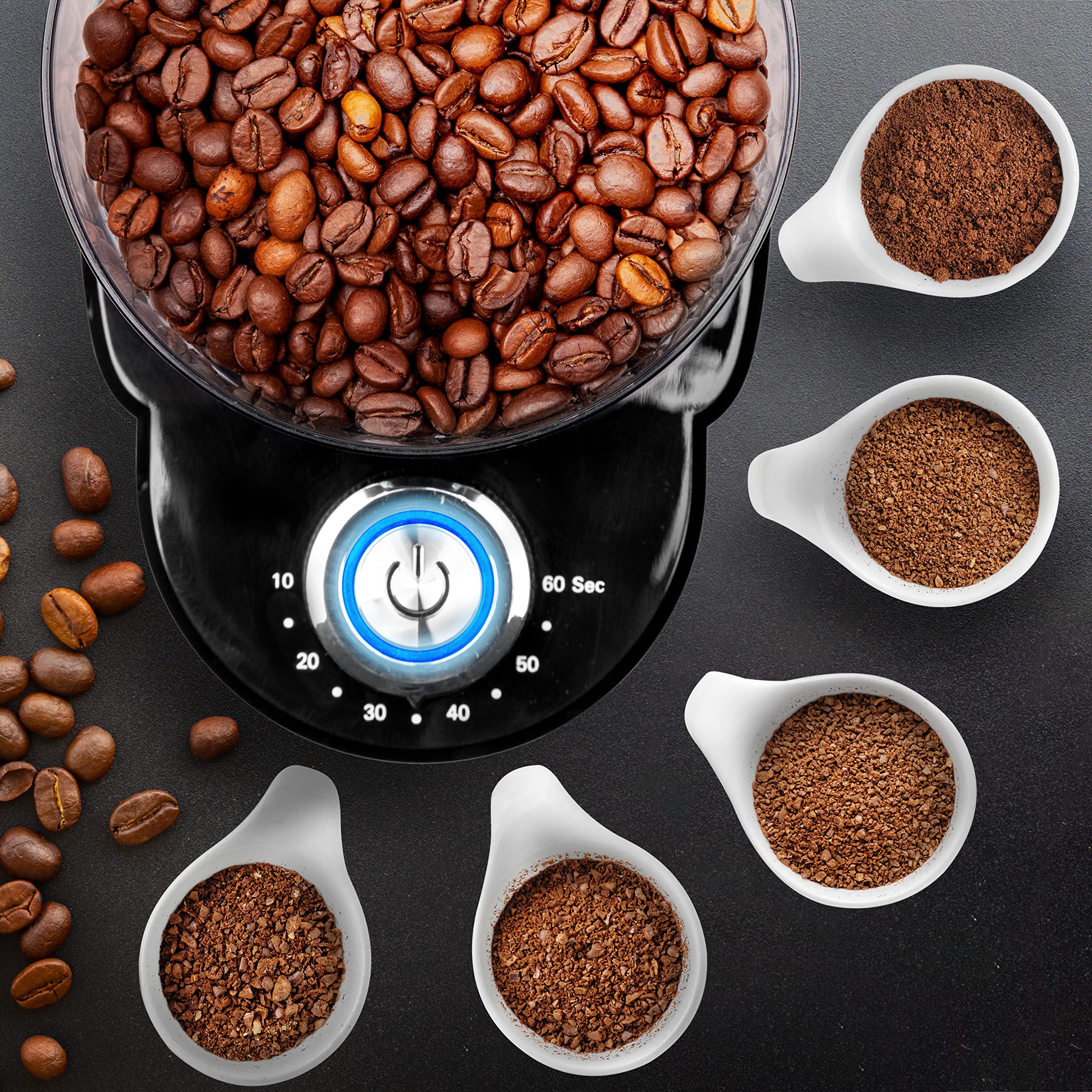 Zoomgoods Burr Coffee Grinder BG200, Conical Burr Grinder for Coffee Beans, Electric Burr Grinder with 35 Grind Settings, Makes up to 12 Cups, 200W, 200g Capacity