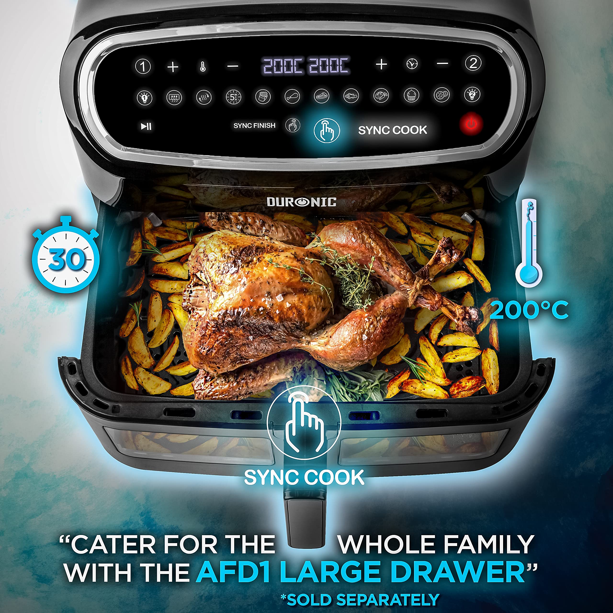 Zoomgoods AFD1 large drawer sold separately for family meals sync cook chicken and wedges