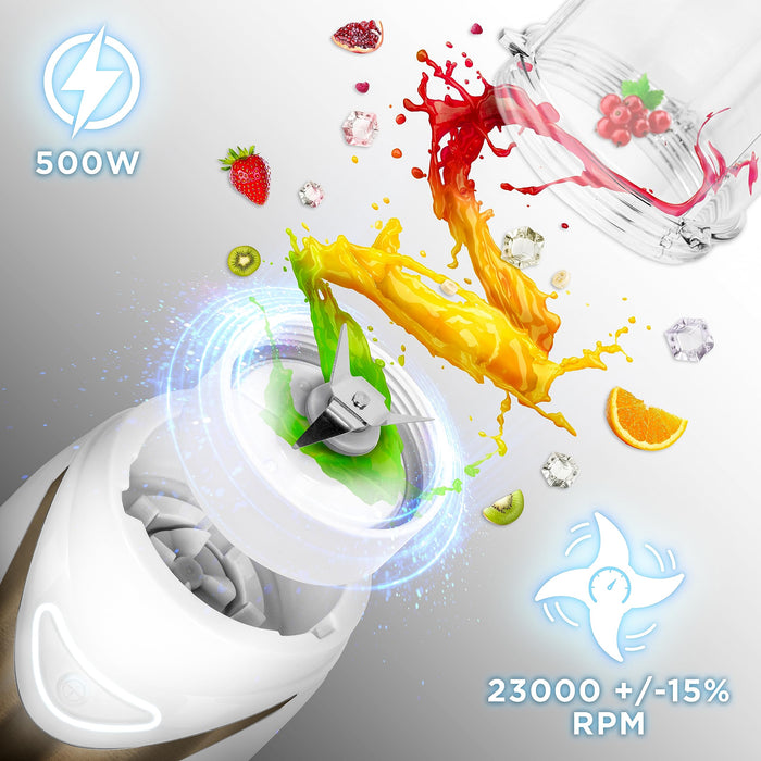 Zoomgoods BL540 portable blender wattage 500W with 23000 +-15% RPM for smoothies, juices, protein shakes
