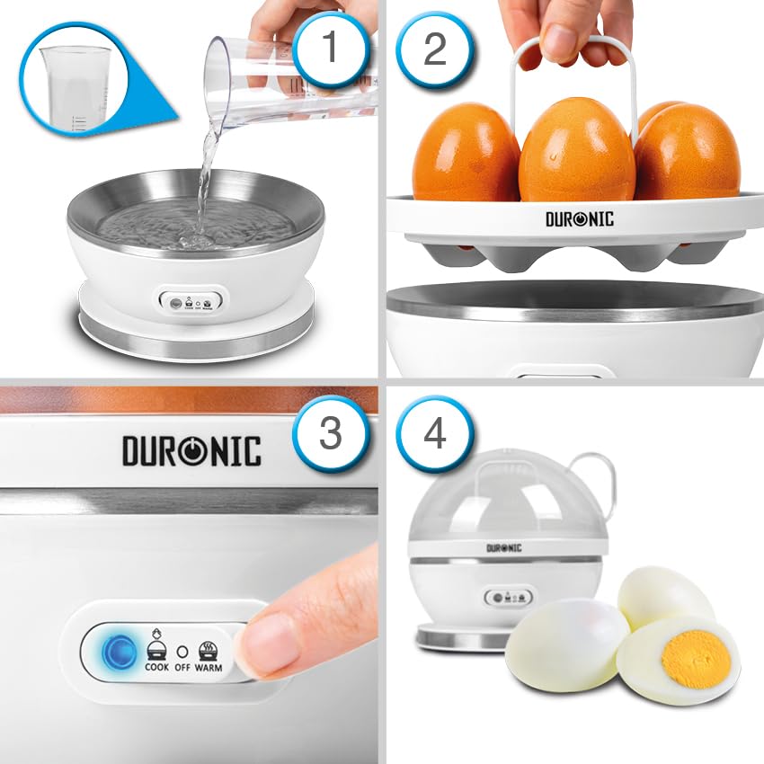 Zoomgoods EB27 WE electric egg steamer instructions to boil and cook eggs using measuring cup and cook function