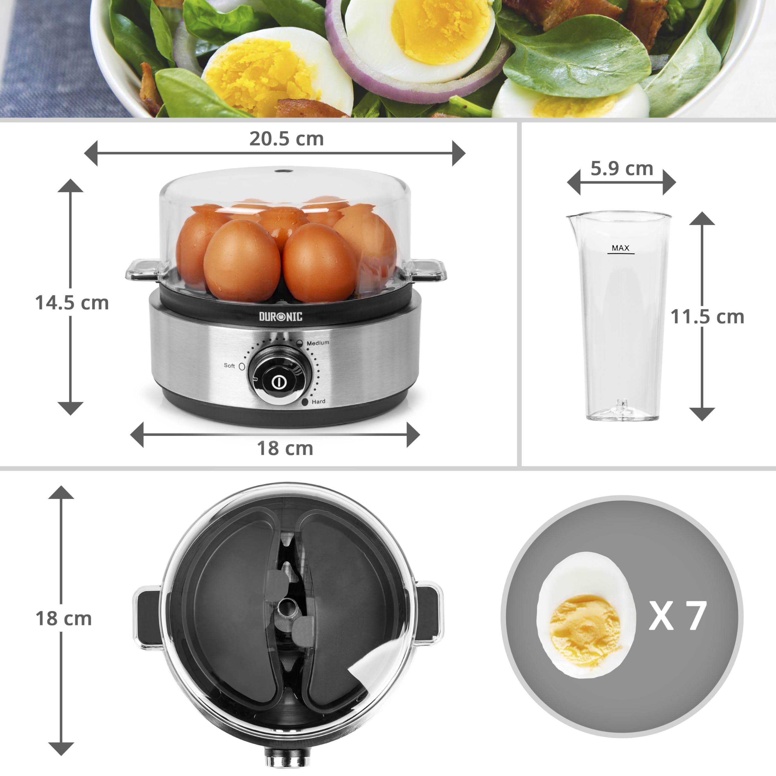 Zoomgoods EB40 BK electric egg boiler dimensions and capacity to cook up to 7 eggs at once