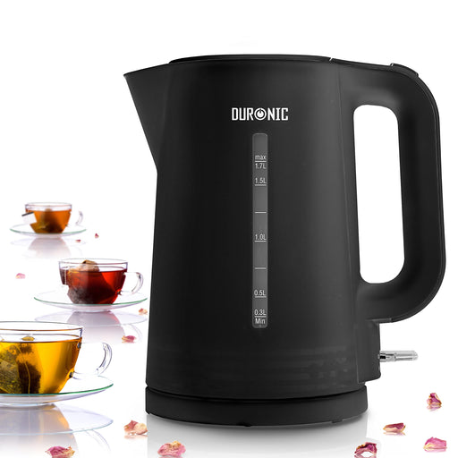 Zoomgoods Electric Kettle featuring a clear water level window and three tea cups.