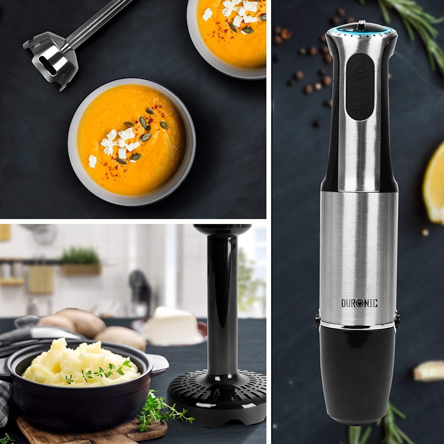Zoomgoods HB8010 hand held blender to blend and pulse soups, mashed potatoes, sauces, condiments