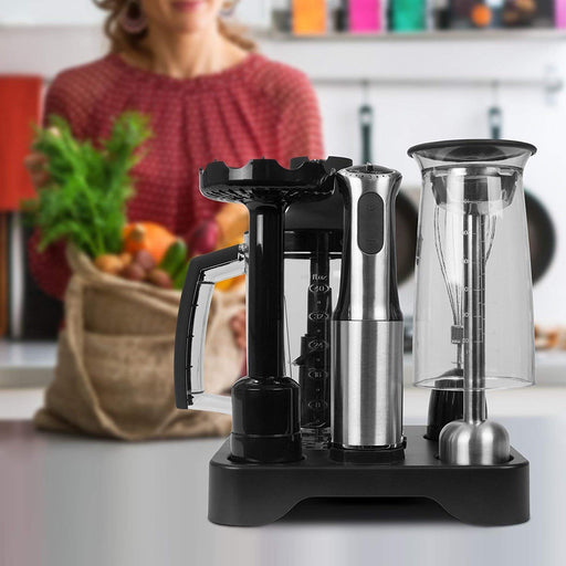 Zoomgoods HB8010 immersion blender on a kitchen countertop ready to blend vegetables