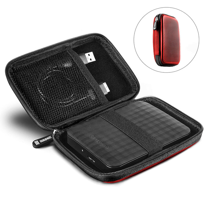 Zoomgoods HDC2 /RD red hard drive case for external hard drive, cables, chargers, adapters, sd cards, and more