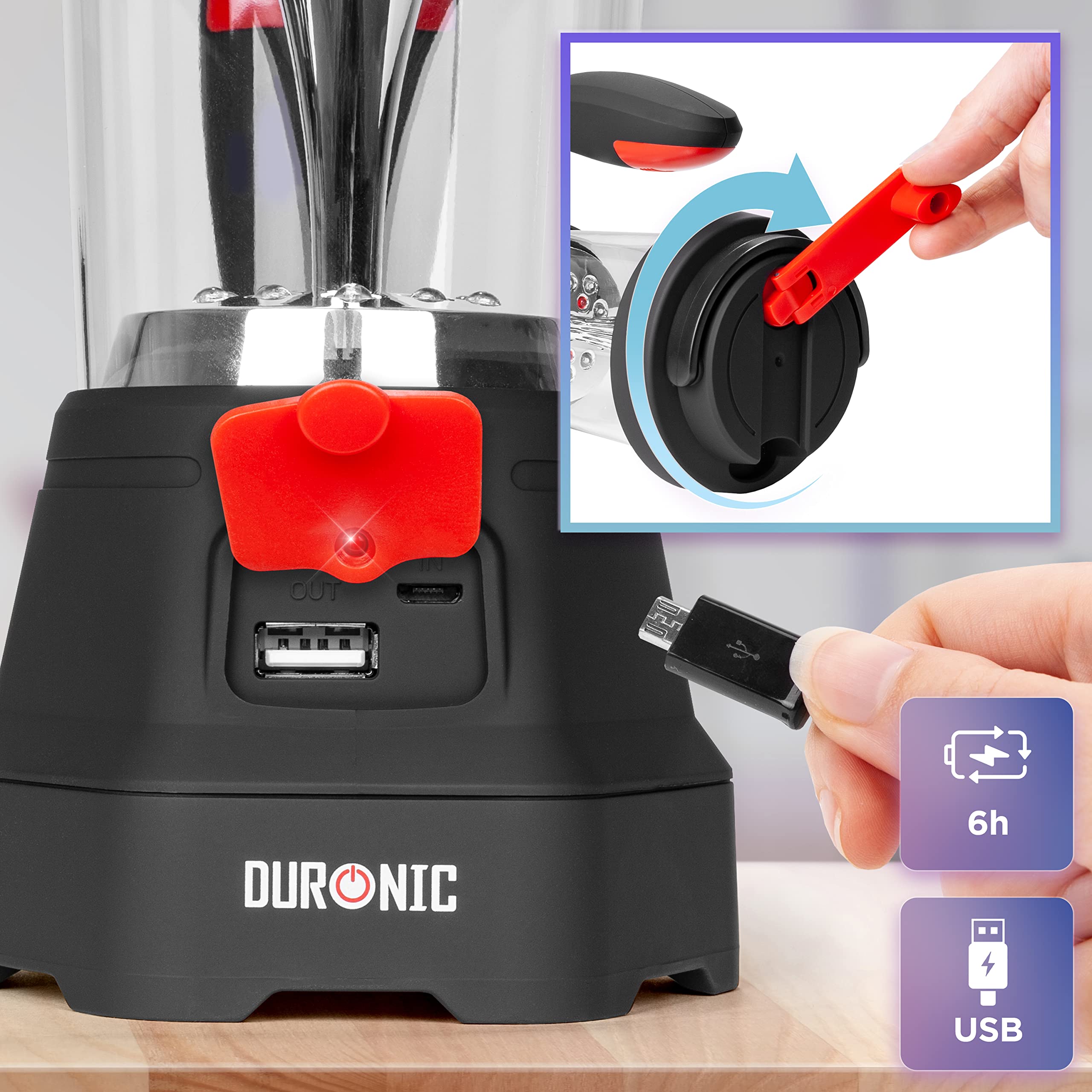 Zoomgoods Hurricane camping LED lantern wind up flashlight USB charging for camping, hiking, caving, outdoors