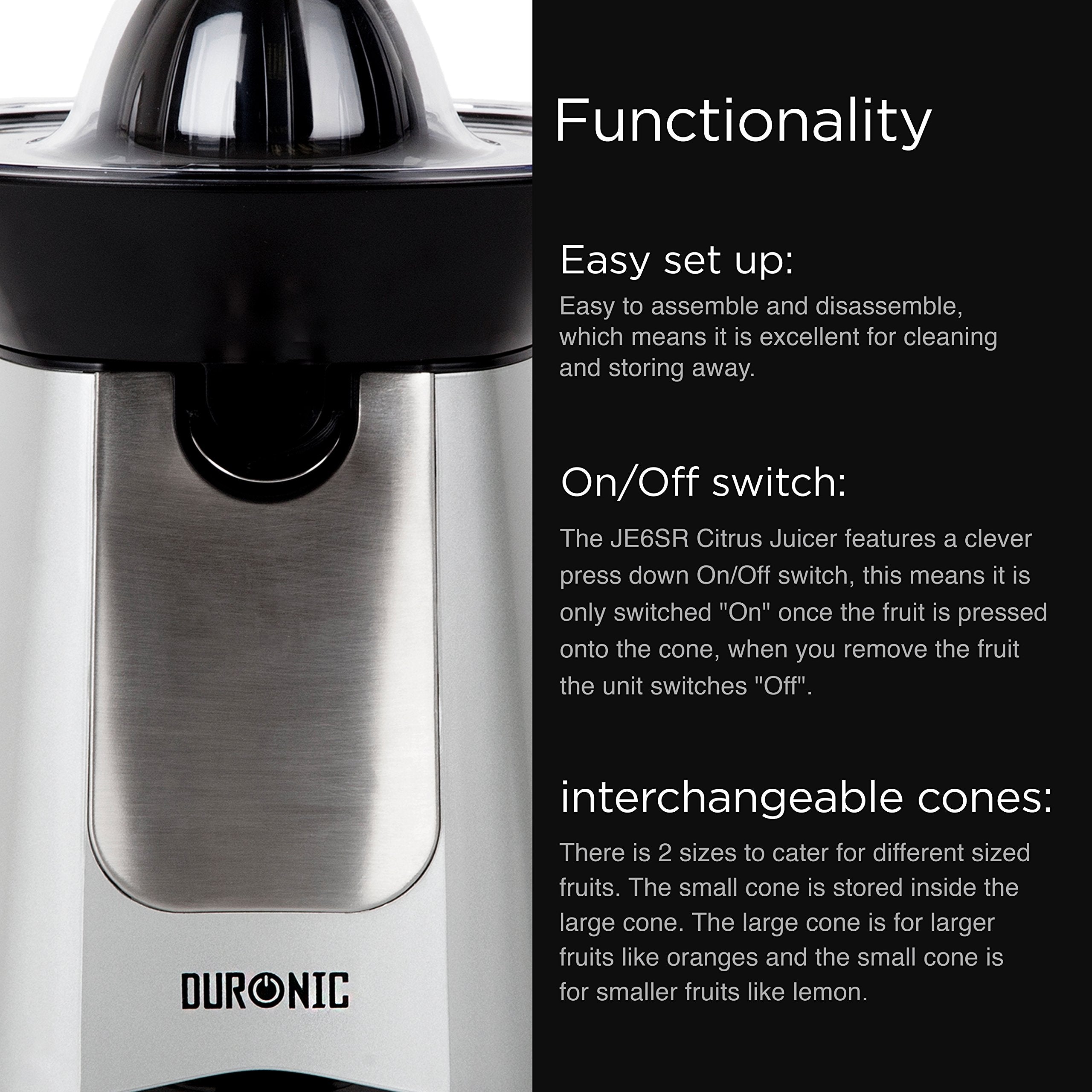 Zoomgoods JE6SR electric citrus juicer showcasing its functionality