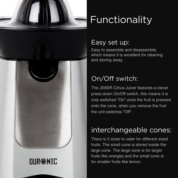 Zoomgoods JE6SR electric citrus juicer showcasing its functionality