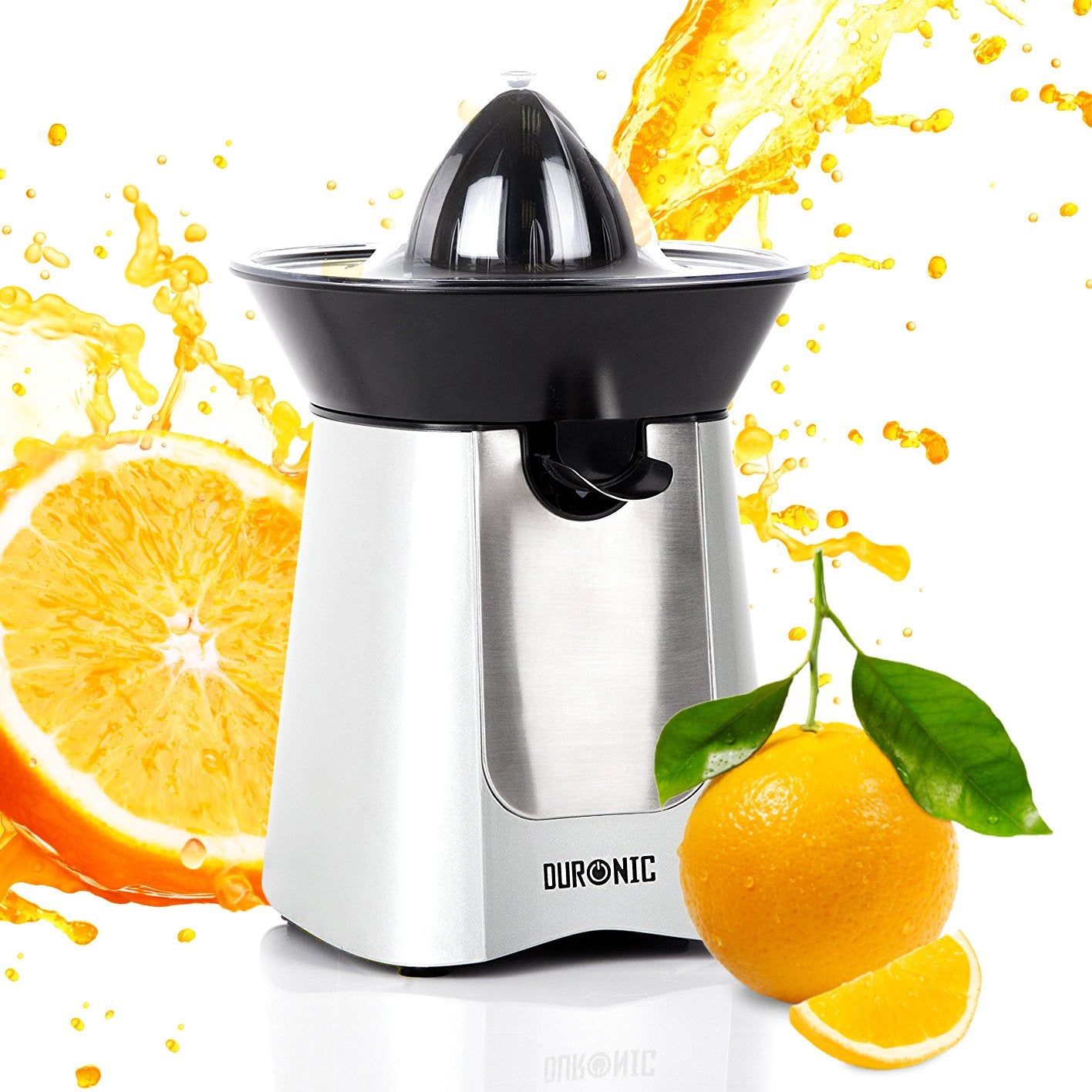 Zoomgoods JE6SR electric citrus juicer shown aesthetically with oranges