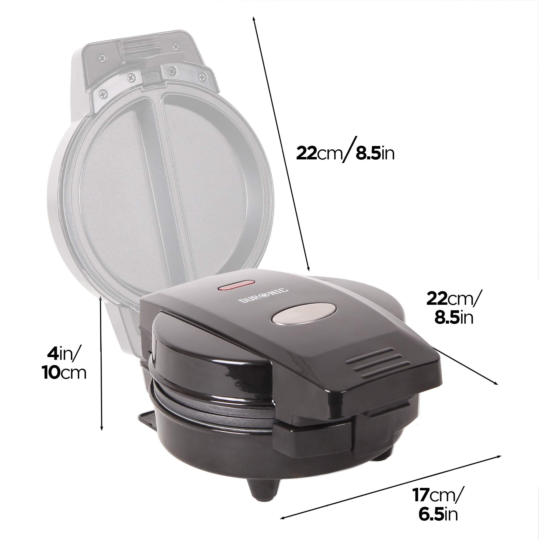 Zoomgoods OM60 electric egg cooker with dimensions of height, length, width, depth of cooking surface