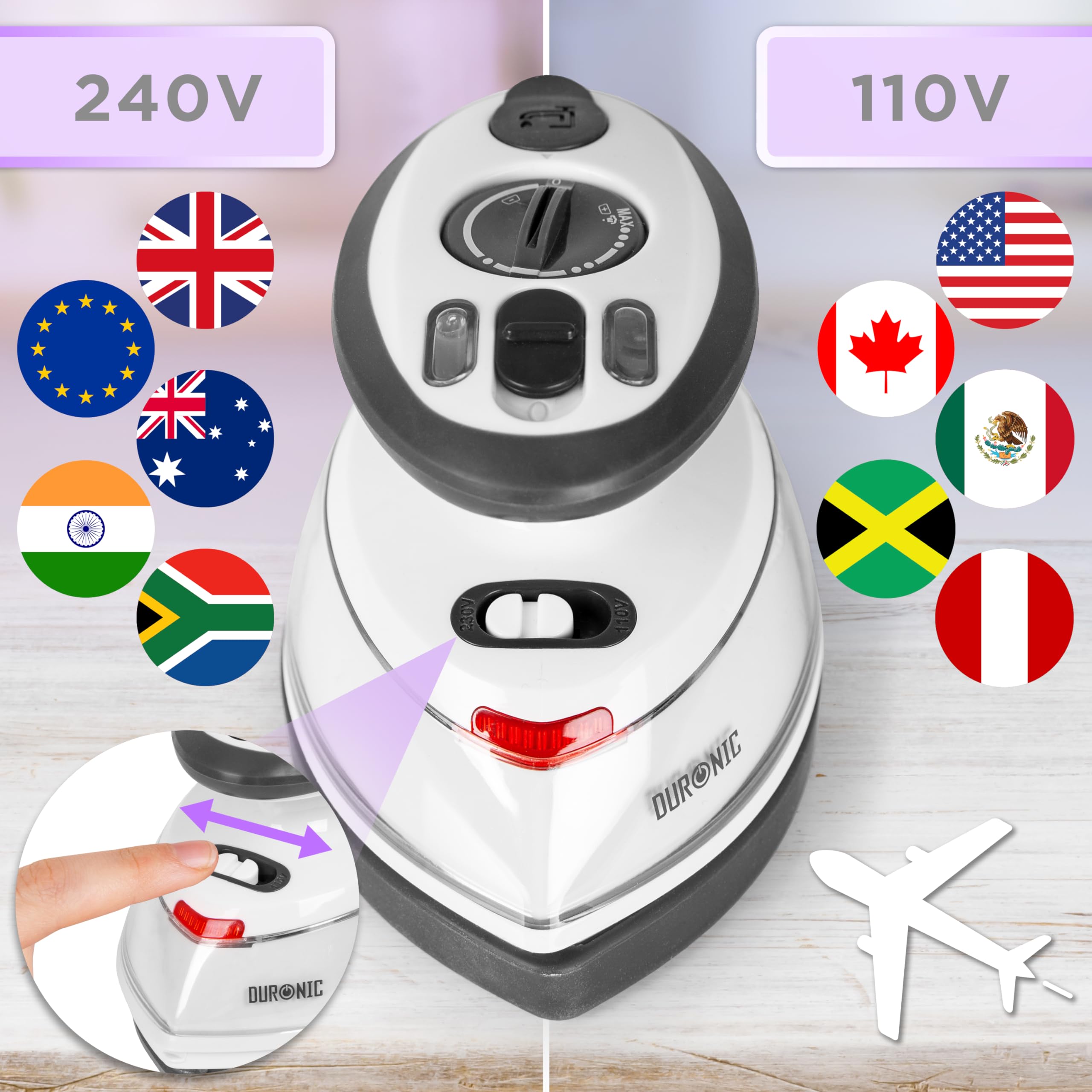 Zoomgoods SI3 WE portable travel iron with dual voltage to iron universally in any country
