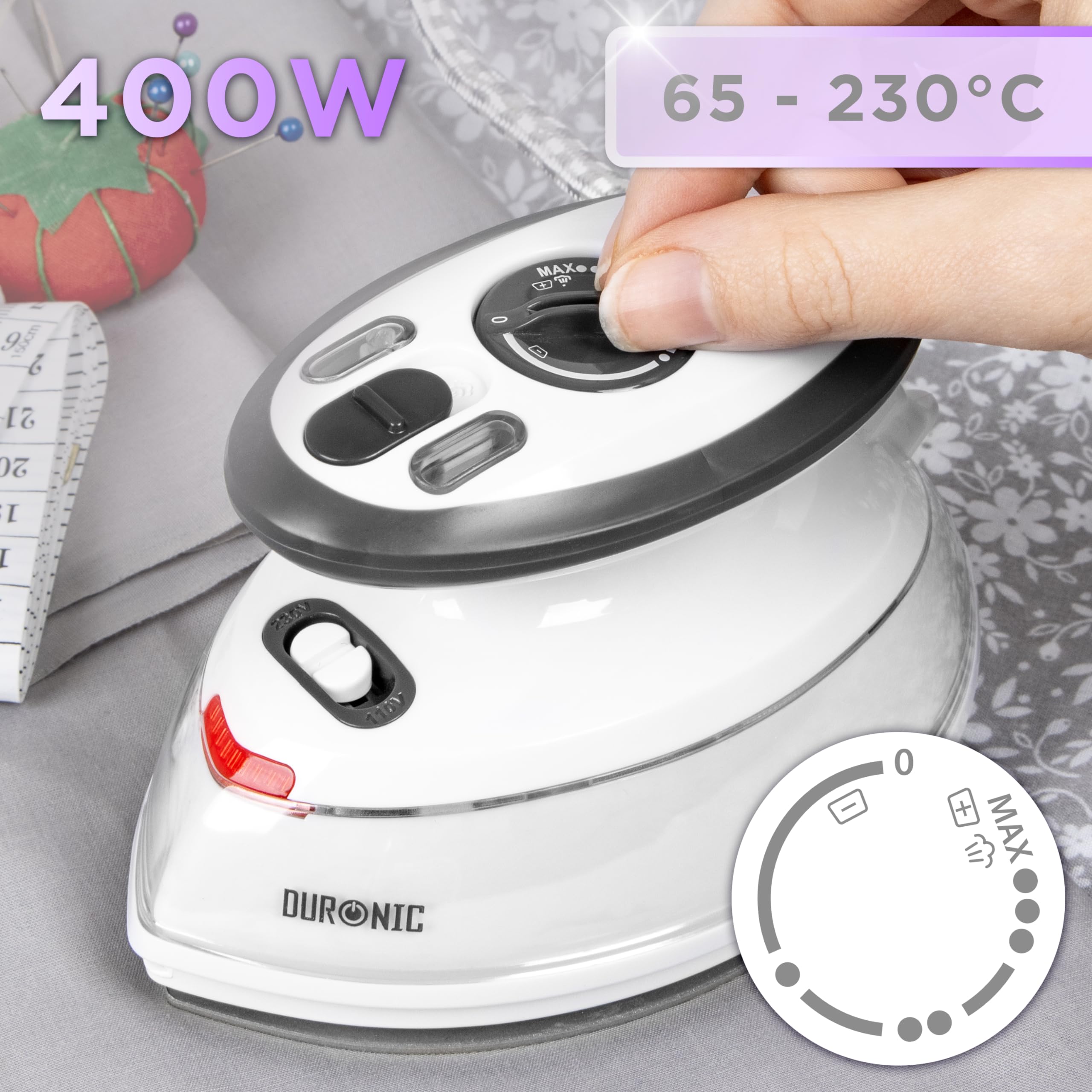 Zoomgoods SI3 WE steam iron wattage 400W with temperature dial for clothing, patchwork, applique, crafting
