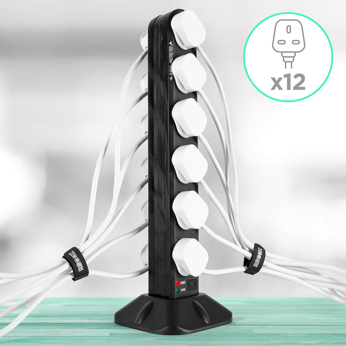 Zoomgoods ST12B surge tower 12 sockets multiplug for laptop, tv, phone charging