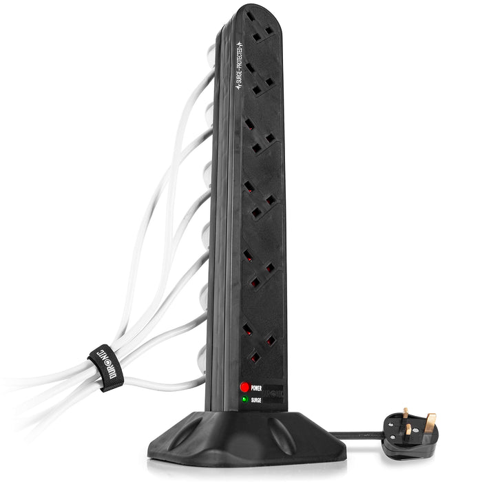 Zoomgoods ST12B tower extension lead 12 sockets multiplug with stand for office, home, kitchen 