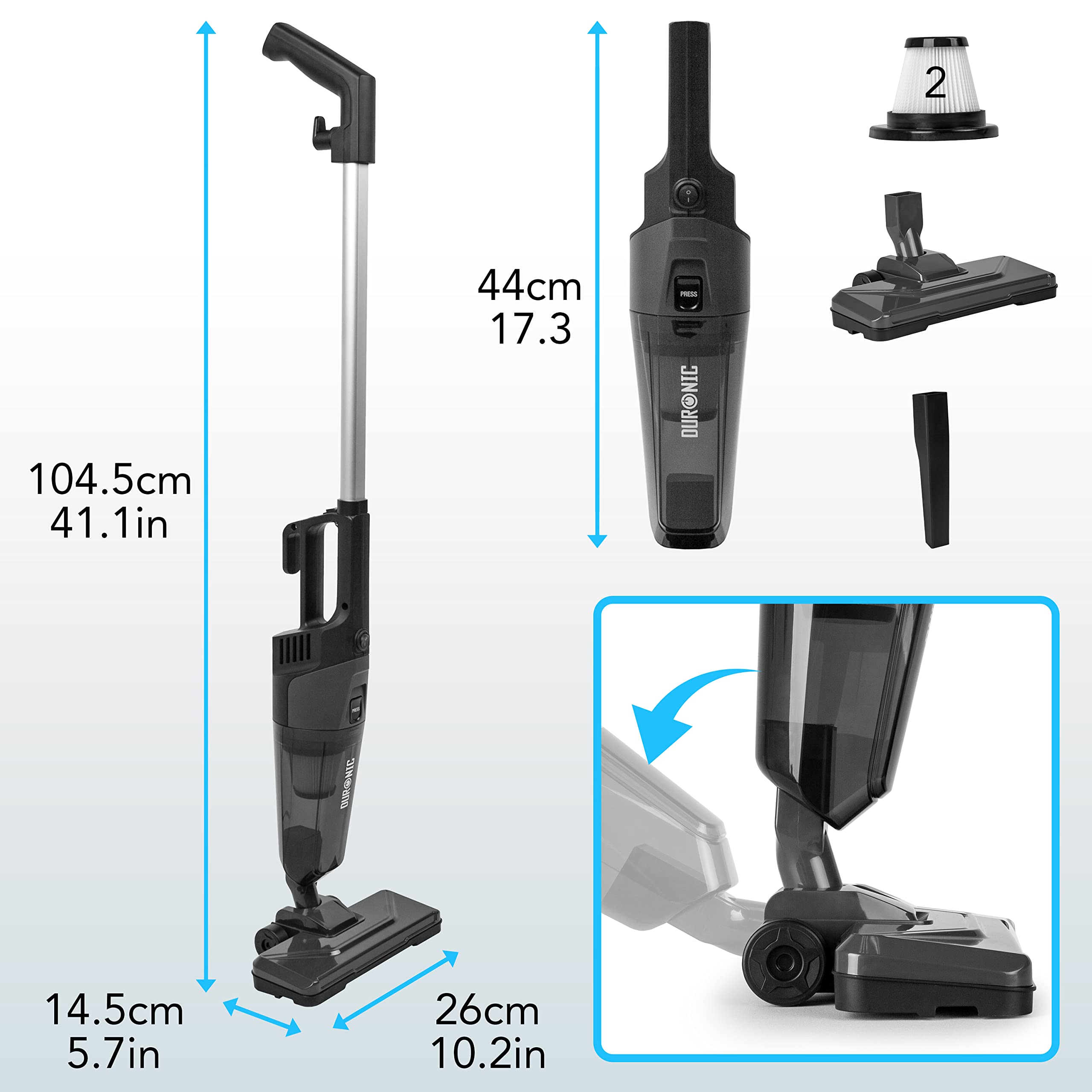 Zoomgoods VC9 bagless vacuum cleaner dimensions height width length depth