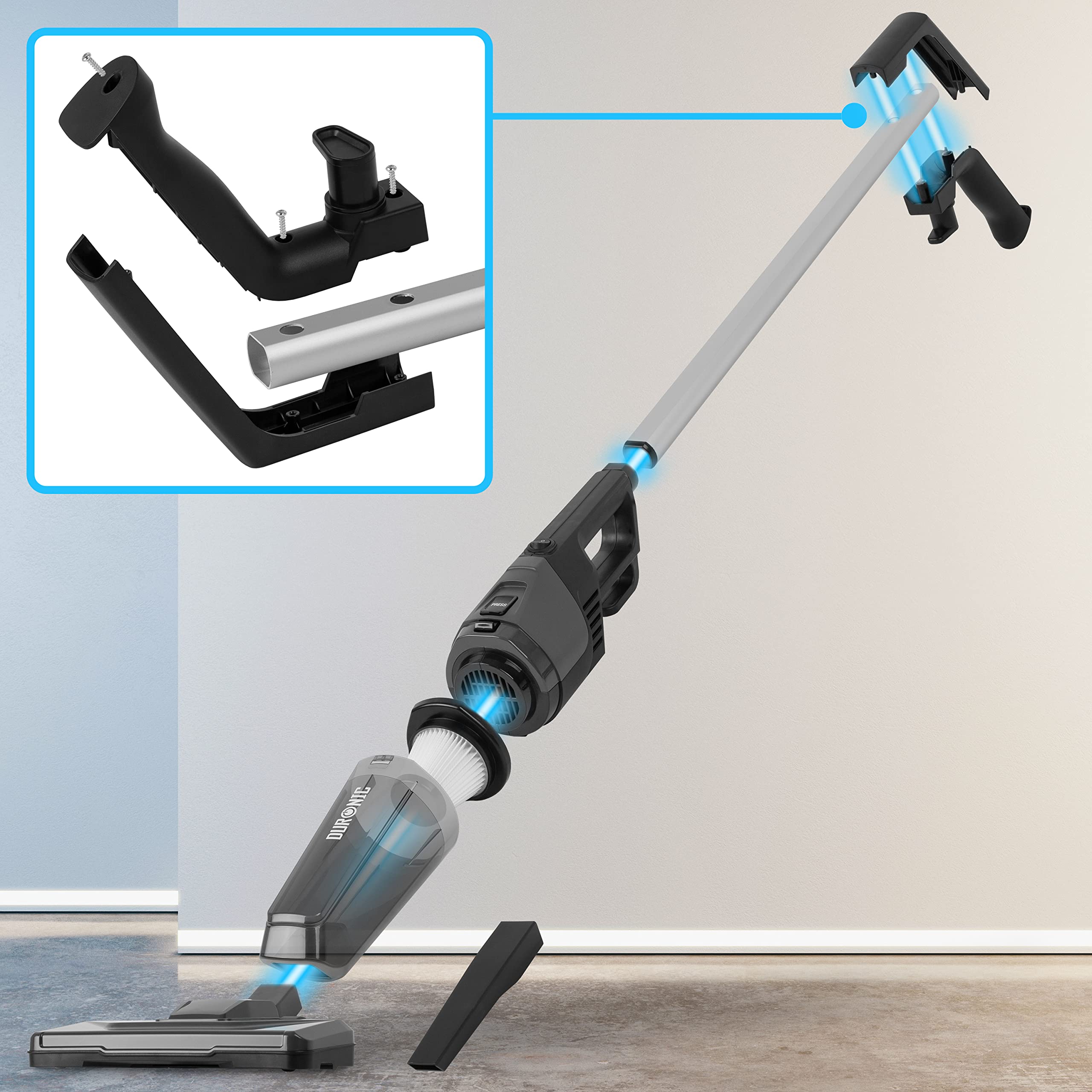 Zoomgoods VC9 upright vacuum cleaner easy to click in attach and detach attachments