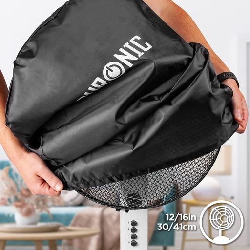 Zoomgoods fan cover covering a 12 or 16 inch electric fan to prevent dust and debris