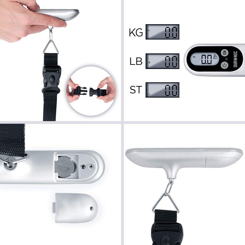 Zoomgoods Luggage Scales Silver LS1014 | 50kg Capacity |For Travel Luggages Suitcases and Bags | Overweight Warning Light | Portable
